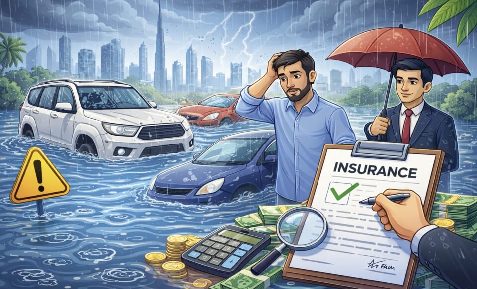 أضرار المركبات بسبب أمطار مارس 2026 في دولة الإمارات